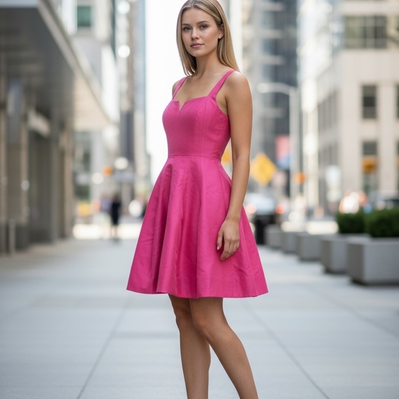 Halston Heritage Fit and Flare Pink Sleeveless Dress - Picture 2 of 9